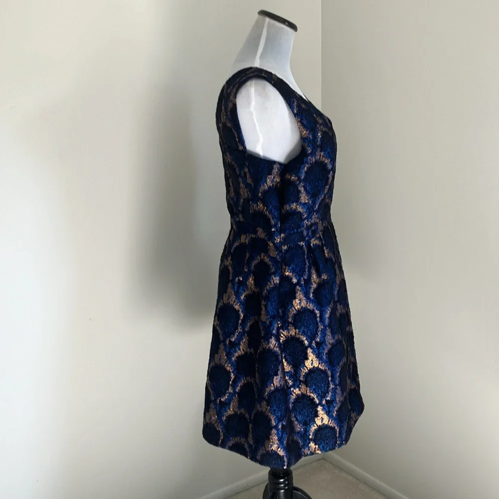 J. Crew Peacock Jacquard Fit and Flare Party Dress - Picture 3 of 11